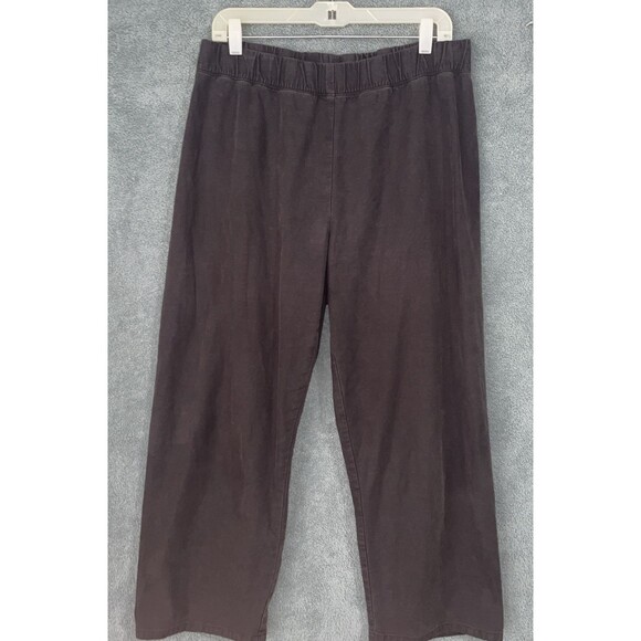 Eileen Fisher Pants Womens Size Medium Black Straight Leg Stretch Elastic Waist - Picture 1 of 11